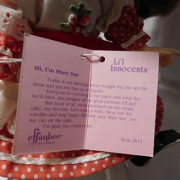 Vintage Effanbee Li'l Innocents Mary Sue Doll and Ceramic Doll Rocking Chair - Picture 5 of 13